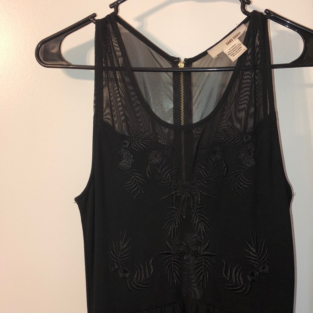 Sheer Black Embroidered Midi Dress